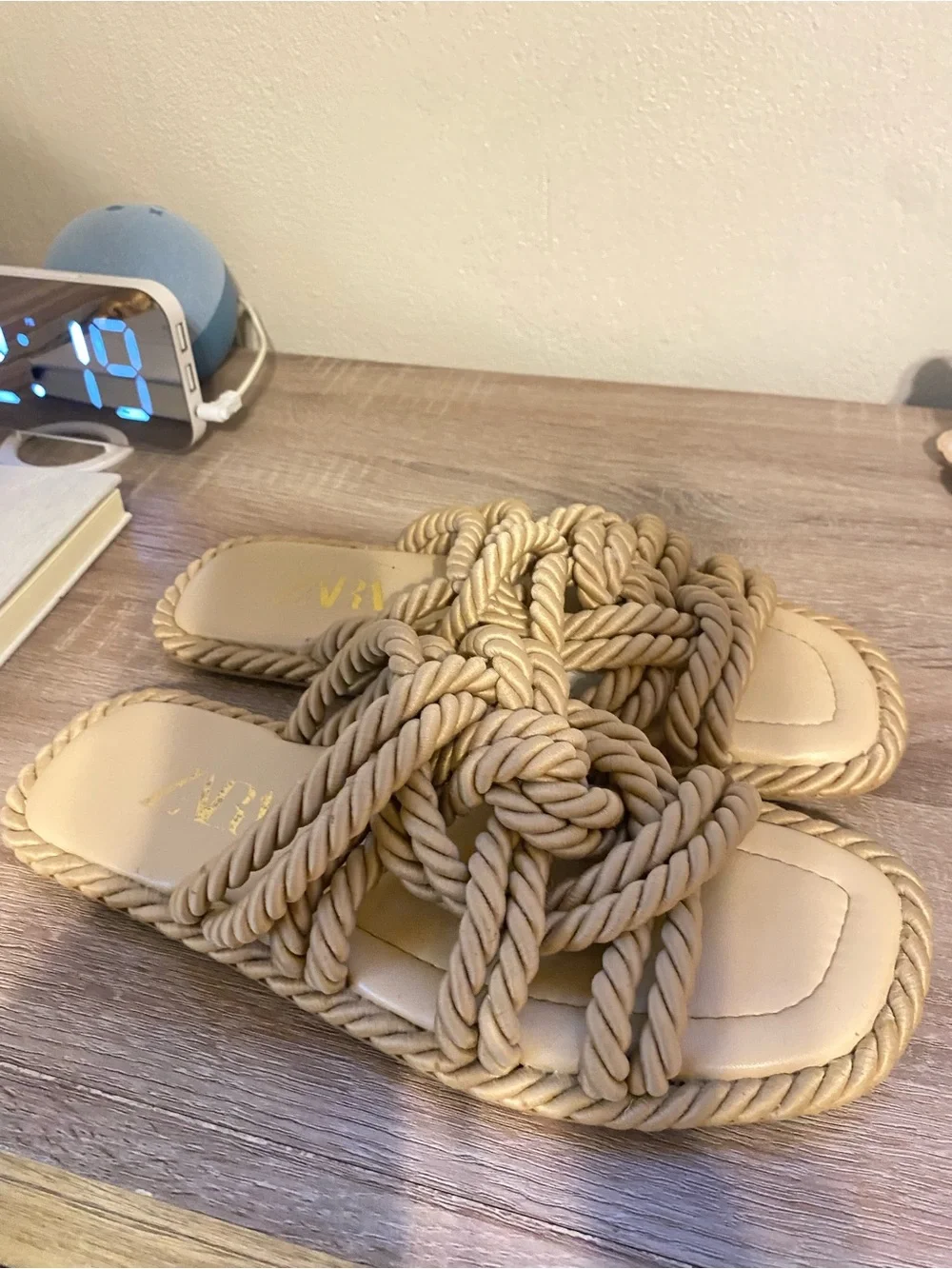 Zara Woven Rope Slide Sandals in Beige - Picture 2 of 2